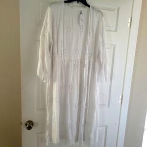 Long White Fémininepp Cotton Duster